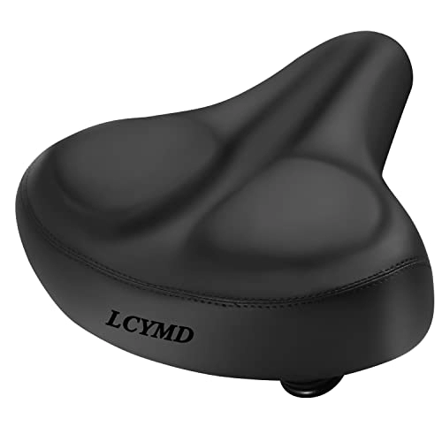 Mountain Bike Seat : Oversized Bike Seat -Extra Wide Bicycle Seat Fit for Peloton / Stationary / Exercise / Mountain / Road / Indoor Bikes Soft Bike Saddle with Wide Cushion for Men and Women Comfort (Black)