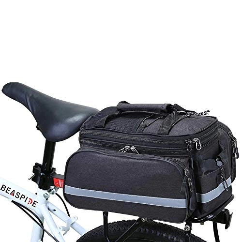 Mountain Bike Seat : Pannier Bag, Beaspire Waterproof Bike Bag for Bike Rear Seat with Shoulder Strap, 10-25 L Scalable Capacity, for Commute, Travel and Picnic