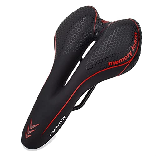 Mountain Bike Seat : PPLAX Comfortable bicycle seat Waterproof bicycle seat cushion for mountain bikes, road bikes and outdoor (Color : Black Red)