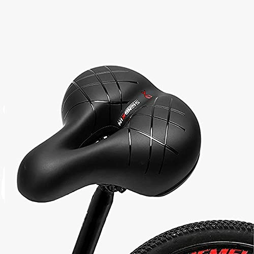 Mountain Bike Seat : Prasacco Bike Seat Mountain Bike Saddle Cushion Leather Wide Silicone Cushion Extra Comfort Sporty Soft Pad Saddle with Taillight Seat Accessories Fit Mountain Folding City Exercise Bikes