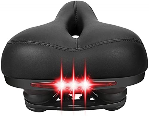 Mountain Bike Seat : Professional Soft Bike Saddle， Bike Seats Extra Comfort with Bicycle Lights, Universal Bicycle Saddle Replacement Padded Soft Memory Foam with Dual Shock Absorbing Rubber Balls Suspension for Road / Mou