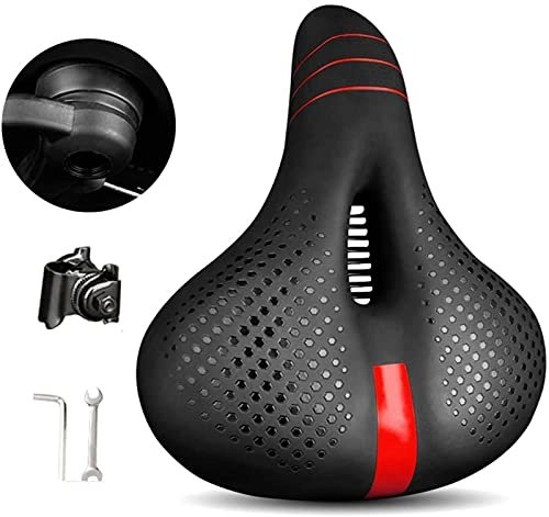 Mountain Bike Seat : Professional Soft Bike Saddle， Comfortable Bicycle Seat Cushion, with Double Shock-Absorbing Foam Cushion, with Taillights, Waterproof, Soft, Breathableseat Cushion, Universal, C Bicycle Saddle for MTB,