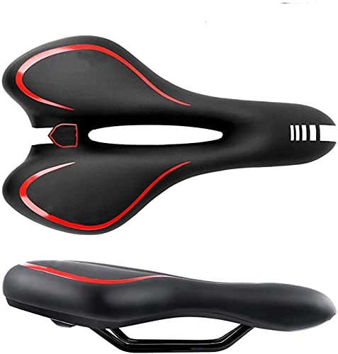 Mountain Bike Seat : Professional Soft Bike Saddle， Comfortable Men's And Women's Bicycle Seats, Wide Bicycle Saddle Cushions with Tail Lights, Waterproof, Double Spring Suspension, Soft And Breathable, a Bicycle Saddle fo