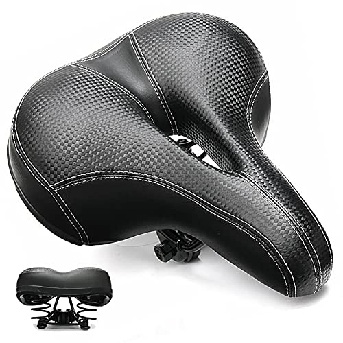 Mountain Bike Seat : PU Wide Bike Seat, Breathable Shock Resistance Soft Pad Cycling Cushion, Comfortable Universal Fit Bike Saddle for Women And Men, Black