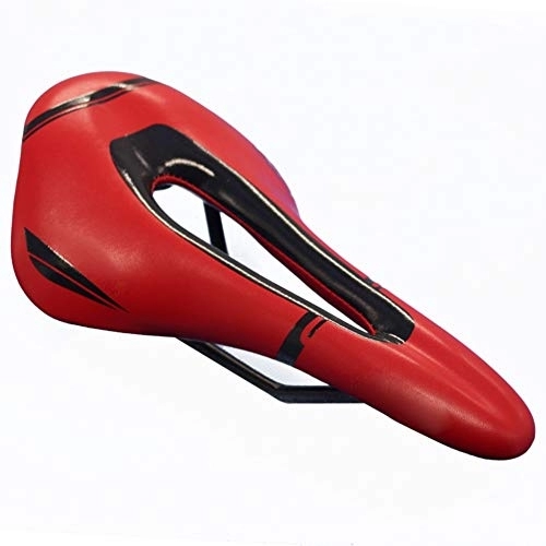 Mountain Bike Seat : PUJUFANG-PHONE CASE Shockproof Mountain Bicycle Bike Saddle Universal Racing Seat Road Outdoor Accessories Cushion Breathable Central Hole Cycling (Color : Red)