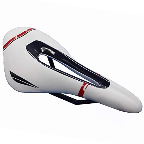 Mountain Bike Seat : PUJUFANG-PHONE CASE Shockproof Mountain Bicycle Bike Saddle Universal Racing Seat Road Outdoor Accessories Cushion Breathable Central Hole Cycling (Color : White)