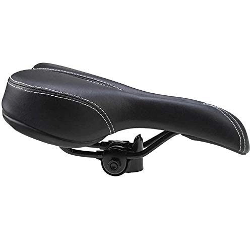Mountain Bike Seat : QAL Bicycle Saddle, Outdoor PU Leather Black 275 * 130mm Shock Absorption Comfort Bike Big Butt Mountain Bike Riding Cushion, Black-275 * 130mm