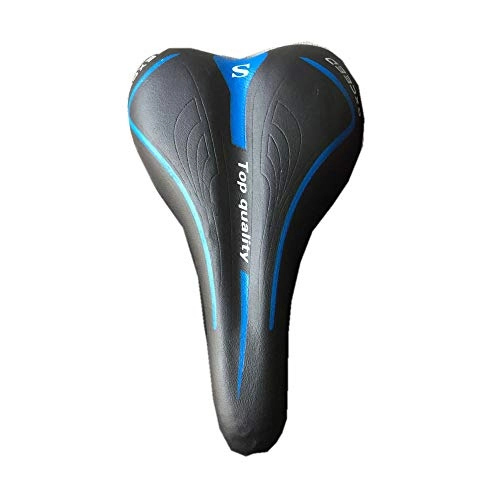 Mountain Bike Seat : QAL Mountain Bike Saddle, Outdoor PU Leather Black Red 25 * 17cm Hollow Comfortable Universal Thickened Bicycle Long-distance Travel Hole Seat Cushion Accessories, BlackBlue-25 * 17cm