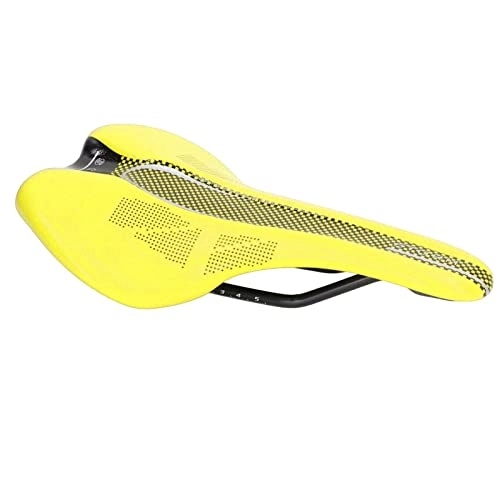 Mountain Bike Seat : Qinlorgo Mountain bike saddle, ergonomic design Mountain bike saddle Microfiber leather for folding bikes Yellow