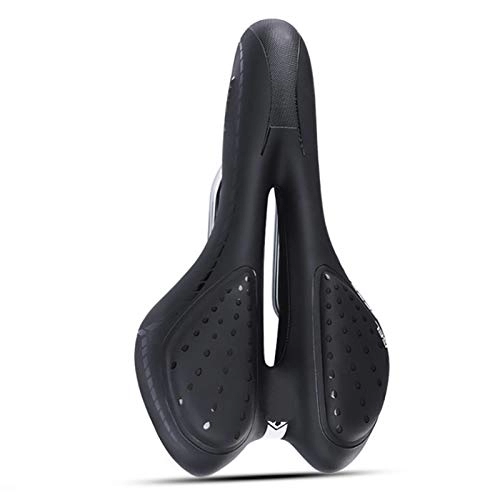 Mountain Bike Seat : Qivor Bicycle Seat Saddle MTB Road Bike Saddles Mountain Bike Racing Soft Seat PU Breathable Cushion Cycling Camping Sport Accessories (Color : Black)
