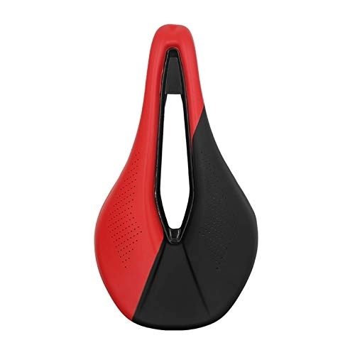 Mountain Bike Seat : Qivor Bicycle Seat Saddle MTB Road Mountain Bike Saddles Racing Saddle Breathable Soft Seat Cushion (Color : Black red)