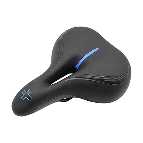 Mountain Bike Seat : QKFON Bicycle Cushion Seat Breathable Bicycle Road Cycle Saddle Mountain Bike Gel Seat Shock Absorber Wide Comfortable Accessories with Reflective Strip Fit Most Bikes