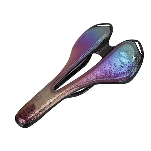 Mountain Bike Seat : Qqmora Bicycle Saddle, Mountain Bike Cushion High Strength Carbon Fiber Material Breathable Leather Thin for Cycling (Colorful)