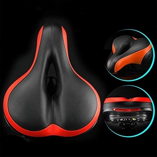 Mountain Bike Seat : QSCTYG Bicycle Seat MTB Mountain Bike Cycling Thickened Wide Shockproof Ultra Comfort Soft PU Foam Leather Cushion Cover Bicycle Saddle Seat bicycle saddle (Color : Black Red)