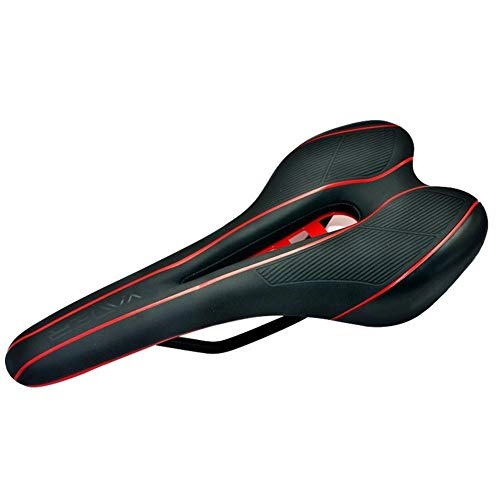 Mountain Bike Seat : QSCTYG Bicycle Seat Synthetic Leather Steel Rail Hollow Breathable Gel Soft Cushion Road Silicone MTB Bike Bicycle Cycling Seat Saddle bicycle saddle (Color : Sa018, Size : One size)
