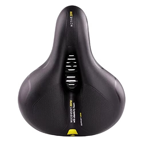 Mountain Bike Seat : QWERTYUI Comfortable Bike Seat Shock Absorbing Ball Memory Foam Waterproof Wide Bicycle Saddle, Breathable Middle Groove Design, Suitable for Bicycles / Mountain / Road Bikes, Yellow, One Size