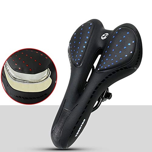 Mountain Bike Seat : RBS-Bicycle seat Bike Saddle Breathable Comfortable Bicycle Seat Ergonomics With Central Relief Zone Design (Color : Blue)