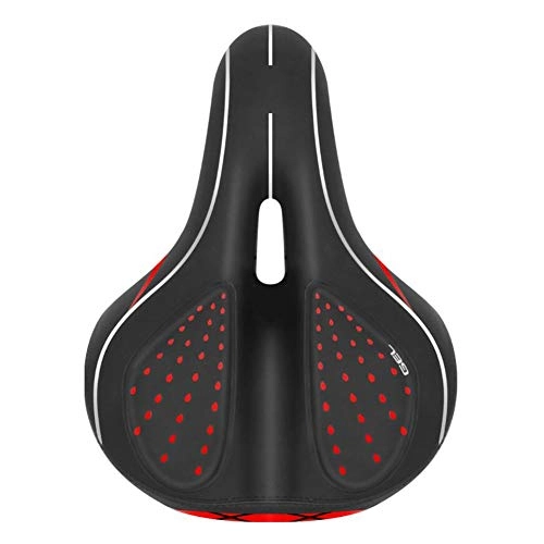 Mountain Bike Seat : RBS-Bicycle seat Comfortable Bike Seat Gel Waterproof Bicycle Saddle With Central Relief Zone And Ergonomics Design For Mountain Bikes Road Bikes Men And Women (Color : Red)