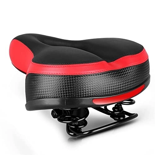 Mountain Bike Seat : Reflective Big Butt Spring Saddle Mountain Bike Cushion Bicycle Cushion Mountain Bike MTB Saddle Cycling (Color : Red)