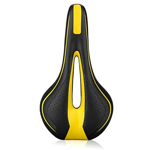 Mountain Bike Seat : RENBING Mountain Bike Hollow Hole Saddle, Thickened Saddle, Ergonomically Designed Seat Cushion, Dirt-resistant and Breathable, for Mountain Biking (Color : Yellow)