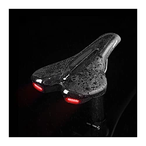 Mountain Bike Seat : Road Bike Saddle MTB Bicycle Seat With Warning Taillight USB Charging Mountain Cycling Racing PU Breathable Soft Seat Cushion (Color : Battery B)