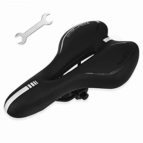 Mountain Bike Seat : Road Bike Saddle Seat, Rcharlance gel Seat Saddle for Mountain Bike, Professional Padded Bicycle Seat Saddle for Women Ladies Mens Cycling MTB E Bike Spin Bike with Wrench (Clamp Included)