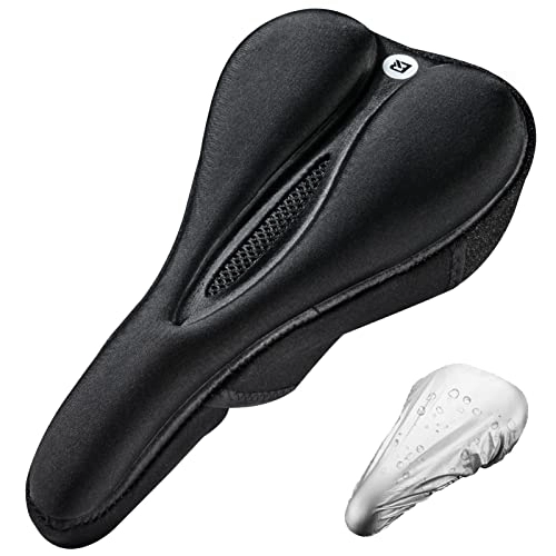 Mountain Bike Seat : ROCKBROS Gel Bike Seat Cover Comfort Bicycle Seat Cushion for Men Women Soft Bike Saddle Covers Compatible with Peloton, Stationary Exercise, Road Mountain Bike, Indoor Outdoor Cycling