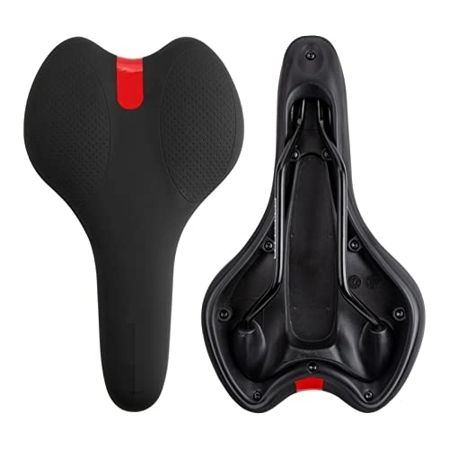Mountain Bike Seat : SAXTZDS KAIX SHOP 3086 Bicycle Saddle PU Leather MTB Mountain Highway Road Bike Cycling Comfortable Breathable Bicycle Saddle (Color : Black red)