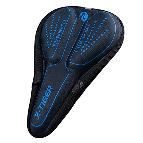 Mountain Bike Seat : seat cover Mountain Bike Bicycle Seat Cushion Saddle Thickened Outdoor Cycling (Color : Blue, Size : 10.83 * 7.48inch)
