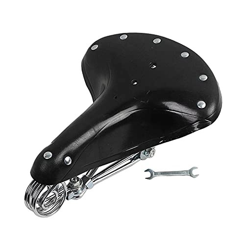 Mountain Bike Seat : sharprepublic Mountain Bike Saddle Cushion, Comfortable and Thick, with High Memory Foam-Replacement Bicycle Seat, Vintage Leather Seat - Black