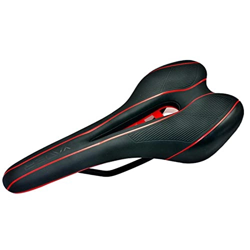 Mountain Bike Seat : SHIYONG Synthetic Leather Steel Rail Hollow Breathable Gel Soft Cushion Road Silicone MTB Bike Bicycle Cycling Seat Saddle