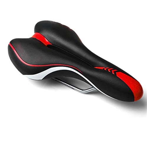 Mountain Bike Seat : SHUILV Bicycle Saddle Road Mountain Bike Saddle Cycling Hollow Seat Soft Cushion PU Leather Hollow Design Bicycle Parts Accessory（Many Colors are Available） (Color : Red)