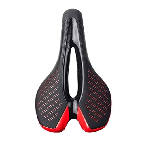 Mountain Bike Seat : SMSOM Comfortable Bike Seat-Gel Waterproof Bicycle Saddle with Central Relief Zone and Ergonomics Design for Mountain Bikes, Road Bikes, Men and Women Replacement Bicycle Saddle Saddles (Color : Red)