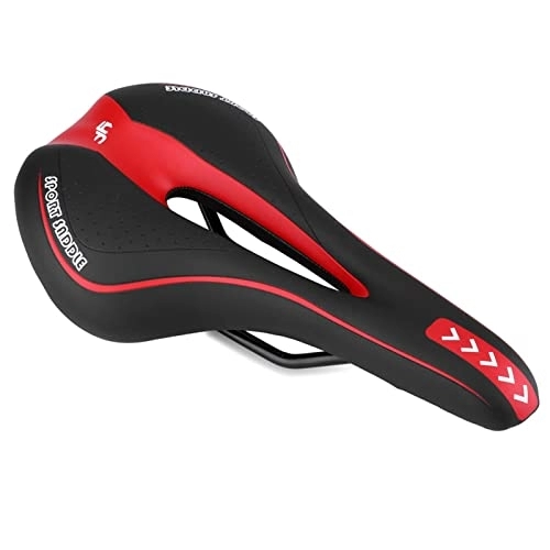Mountain Bike Seat : Soft Bicycle Seat Saddle MTB Breathable Hollow Saddle Road Mountain Bike Seat Cushion Riding Cycling Accessories (Color : A Red)