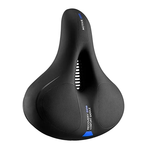 Mountain Bike Seat : Soyeacrg Comfortable Memory Foam Bicycle Wide Saddle for Men Women Waterproof Bicycle Seat with Refective Tape for Stationary / Exercise / Indoor / Mountain / Road Bikes, Blue