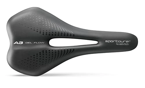Mountain Bike Seat : Sportourer by Selle Italia - A3 Gel Flow, Soft Bicycle Saddle with Gel, Water Resistant and Suitable for All Types of Bikes - Black