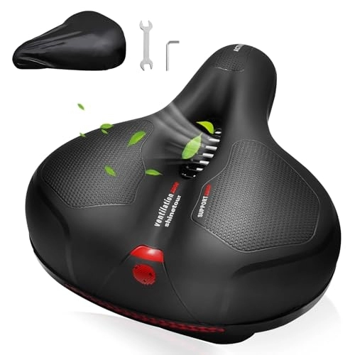 Mountain Bike Seat : SUNMEG Bike Seat Cushion Comfort for Men Women, Wide Bicycle Saddle Replacement with Dual Shock Absorbing Ball Memory Foam Padded for Peloton Bike & Bike+ / Stationary / Exercise / Indoor / Mountain / Road