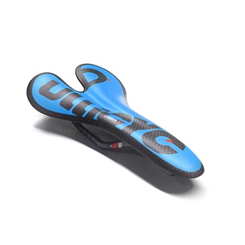 Mountain Bike Seat : T&SHY Bicycle Carbon Fiber Saddle, Ultra Light Breathable Opening Saddle T800 Full Carbon Fiber 3K Mountain Bike Seat Cushion Bicycle Blue Yellow Parts, Blue
