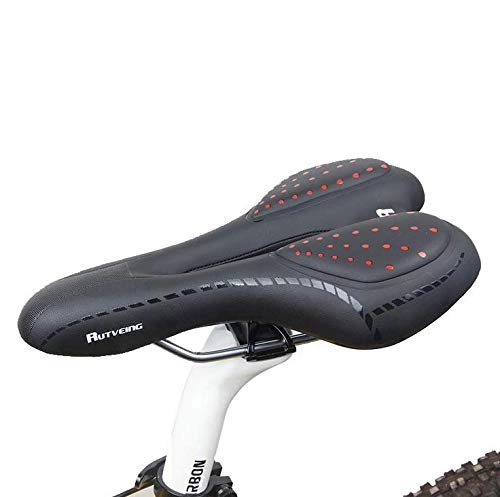 Mountain Bike Seat : TENGGO Bicycle Saddle Outdoor Mountain Bike Saddle Thickened Silicone Bicycle Cushion-Black & Red
