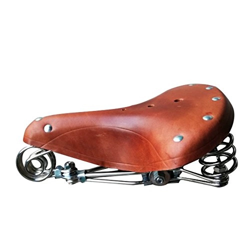 Mountain Bike Seat : TentHome Leather Bike Saddle Vintage Cycling Bicycle Seat Classic Saddle Spring Rivet (brown)