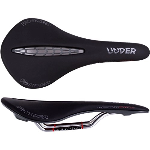 Mountain Bike Seat : Tioga MTB Undercover Cromo black Unisex Adult Bicycle Saddle, Black