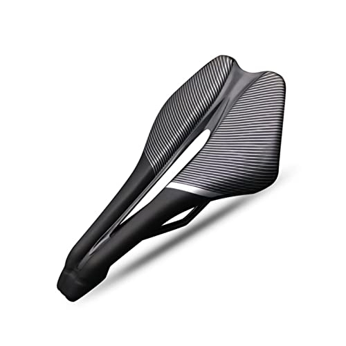 Mountain Bike Seat : TJY Bicycle Saddle Hollow Breathable PU Leather Fit For Men Road Mountain Triathlon Tt Bike Cushion Lightweight Racing Cycling Race Seat (Color : Black)