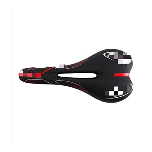 Mountain Bike Seat : TJY MTB Bicycle Saddle Road Bike Seat Comfortable Hollow Racing Front Cushion Mountain PU Cycling Mat Riding Parts (Color : Black red)