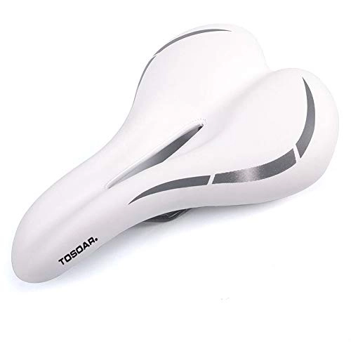 Mountain Bike Seat : TOSOAR Bike Seat for Men Comfortable Padded Bicycle Saddle With Soft Cushion Bike Saddle with 190T Waterproof Cover (white)
