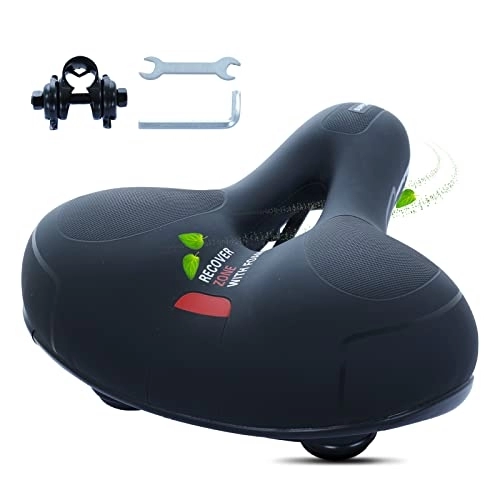 Mountain Bike Seat : Totem Comfort Wide Bicycle Seat, Foam Waterproof Hollow Bicycle Saddle, Bicycle Saddle with Dual Shock Ball for Mountain / Road / Cruiser / Exercise Bike