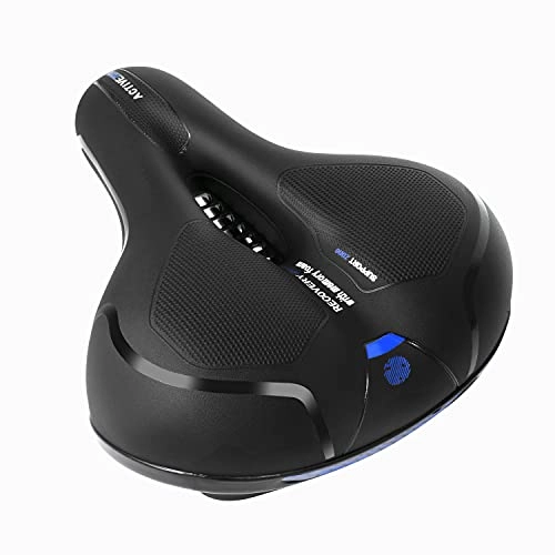 Mountain Bike Seat : Tourdarson Bicycle Saddle with Taillight Reflective Strip Waterproof Breathable Shock Absorbing Memory Foam Bike Seat Cushion Universal Fit for Stationary Exercise Outdoor Mountain Road Bikes (Blue)