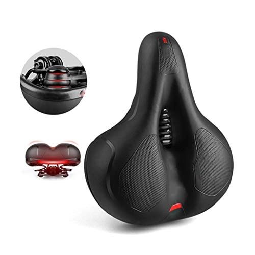 Mountain Bike Seat : TRonin Bicycle Cushion, Shock Absorber Hollow Ergonomic Bicycle Seat Safety Breathable With Taillight Mountain Bike Seat For Women Men MTB Mountain Bike / Road Bike Seats (Color : Red)