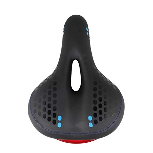 Mountain Bike Seat : TRonin Mountain Bicycle Saddle, Cushion with Tail light Hollow Ergonomic Breathable Bike Seat Comfortable Soft Waterproof Safety for Fit Road / Mountain Bike etc. (Color : Blue)
