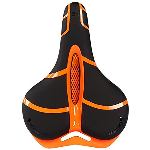 Mountain Bike Seat : TTZHJIN Bike Seat Bicycle Saddle Central Vent Spring Damping Mountain Fitness Casual Soft And Comfortable Waterproof PU Polyurethane，3 Colors, Orange-25×20cm