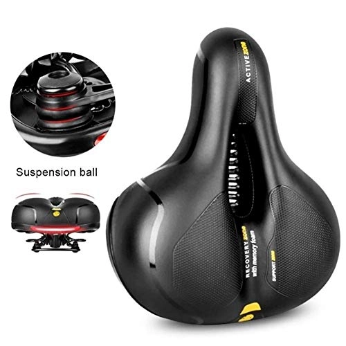 Mountain Bike Seat : TYBXK Bike Seat Saddle Bicycle Big Bum Saddle Seat Mountain Road MTB Bike Bicycle Thick Soft Comfortable Breathable Hollow Out 236 (Color : Yellow)